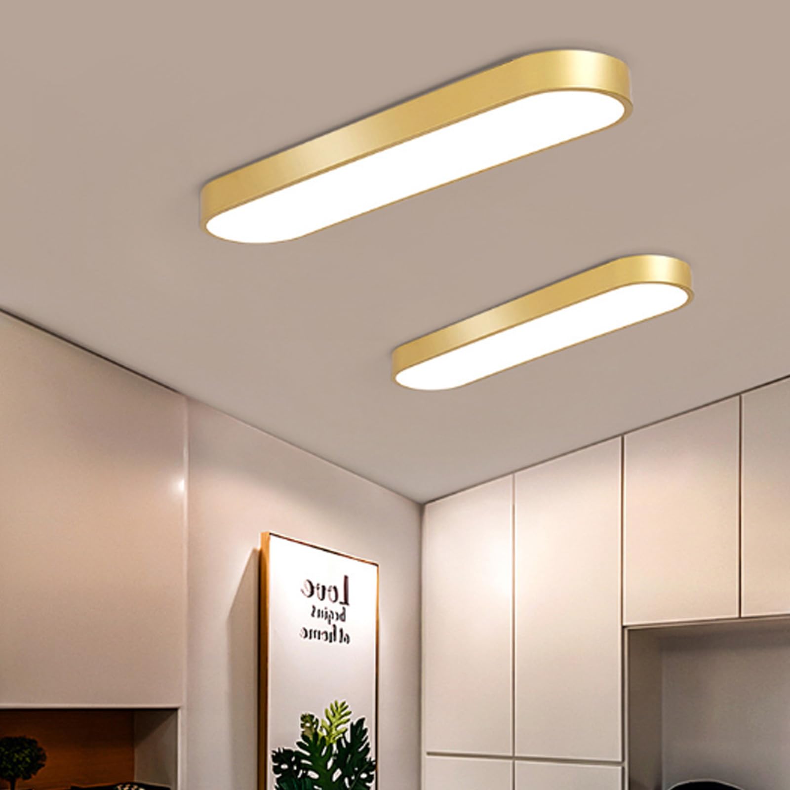 KXEcoLife Modern LED Rectangular Ceiling Light 3000K/4000K/6000K - Stylish Iron Fixture for Home Decor, Hallway, Hotel, Bedroom Lighting (, 95cm)