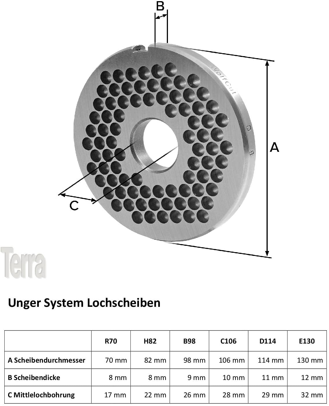 Tre Spade Ricambio per Tritacarne Dischi Inox Nr. 32 20mm