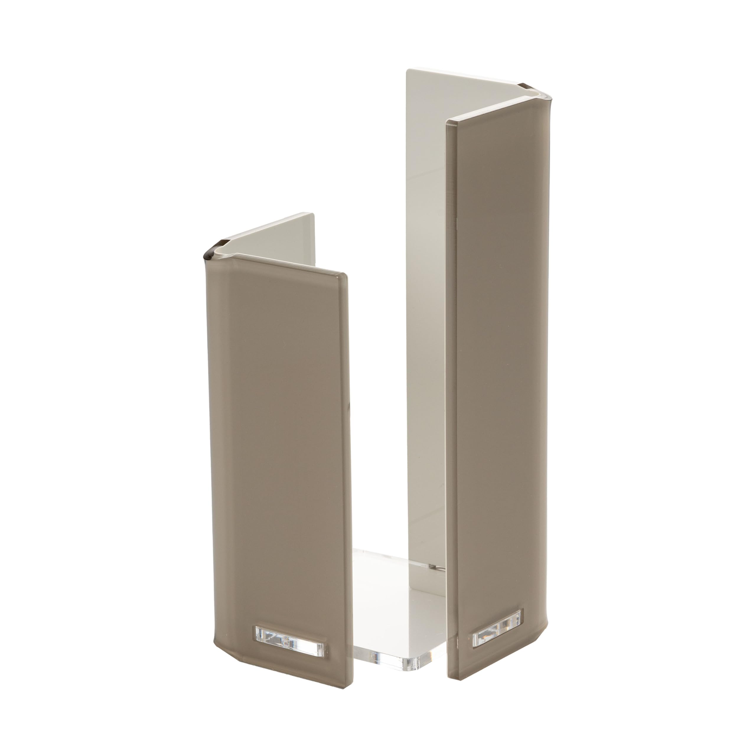 LINEE Recanati MEDITERRANEA Porta Bicchieri Singolo in PMMA 10x10x20 cm – Supporto Moderno da Tavola per Bicchieri – Made in Italy (Sabbia Trasparente/Bianco)