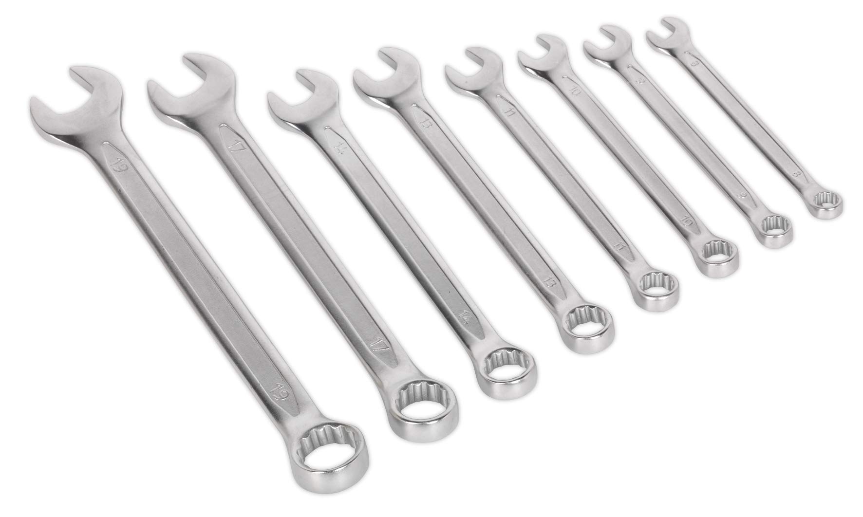 Sealey AK63252 jeu de 8 clés mixtes métriques en acier froid poinçonné