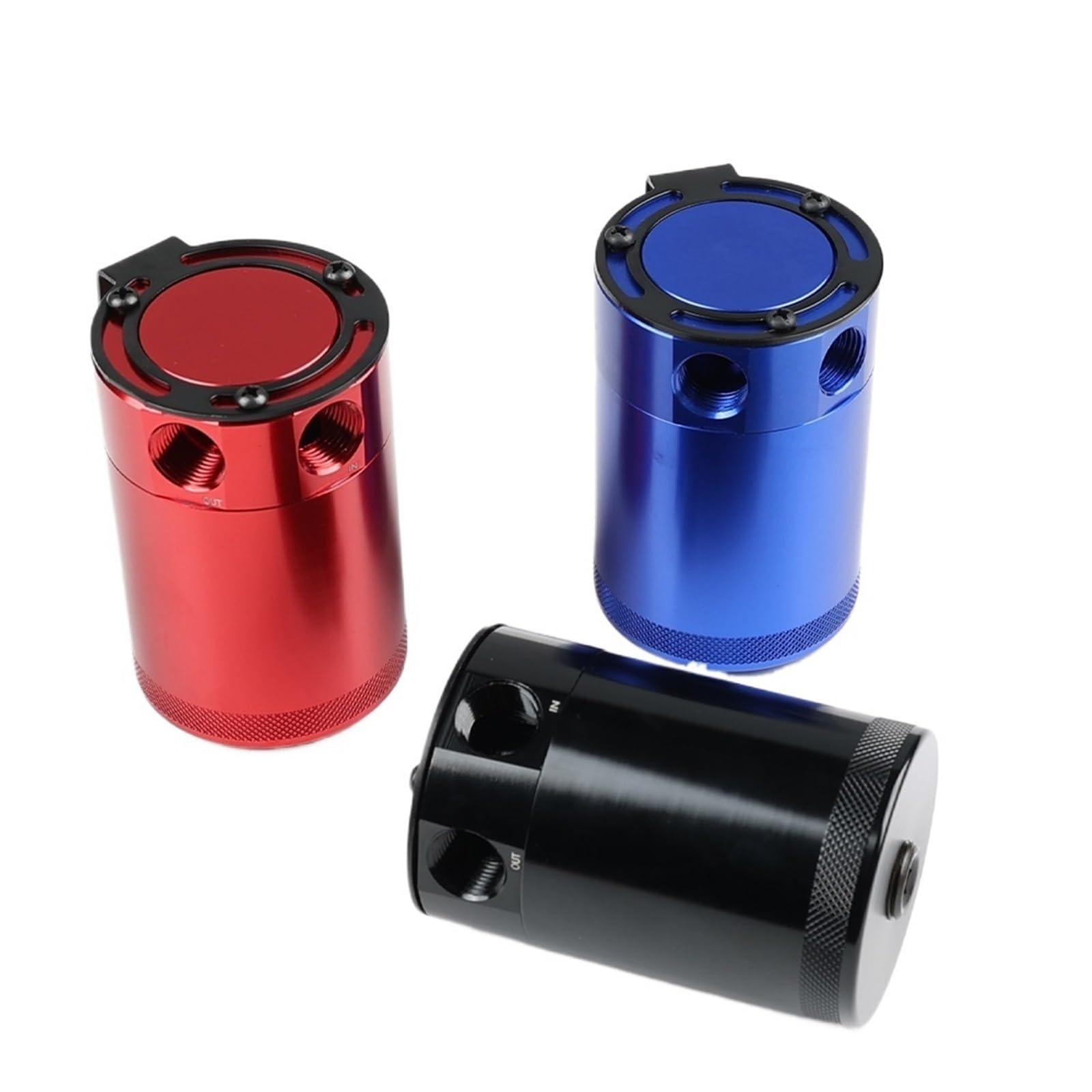 Uniwersalny aluminiowy pojemnik na olej z przegrodami, 2 porty, 150 ml, separator powietrza do układu paliwowego silnika samochodowego Chłodzący chłodnica czajnik(Blue)