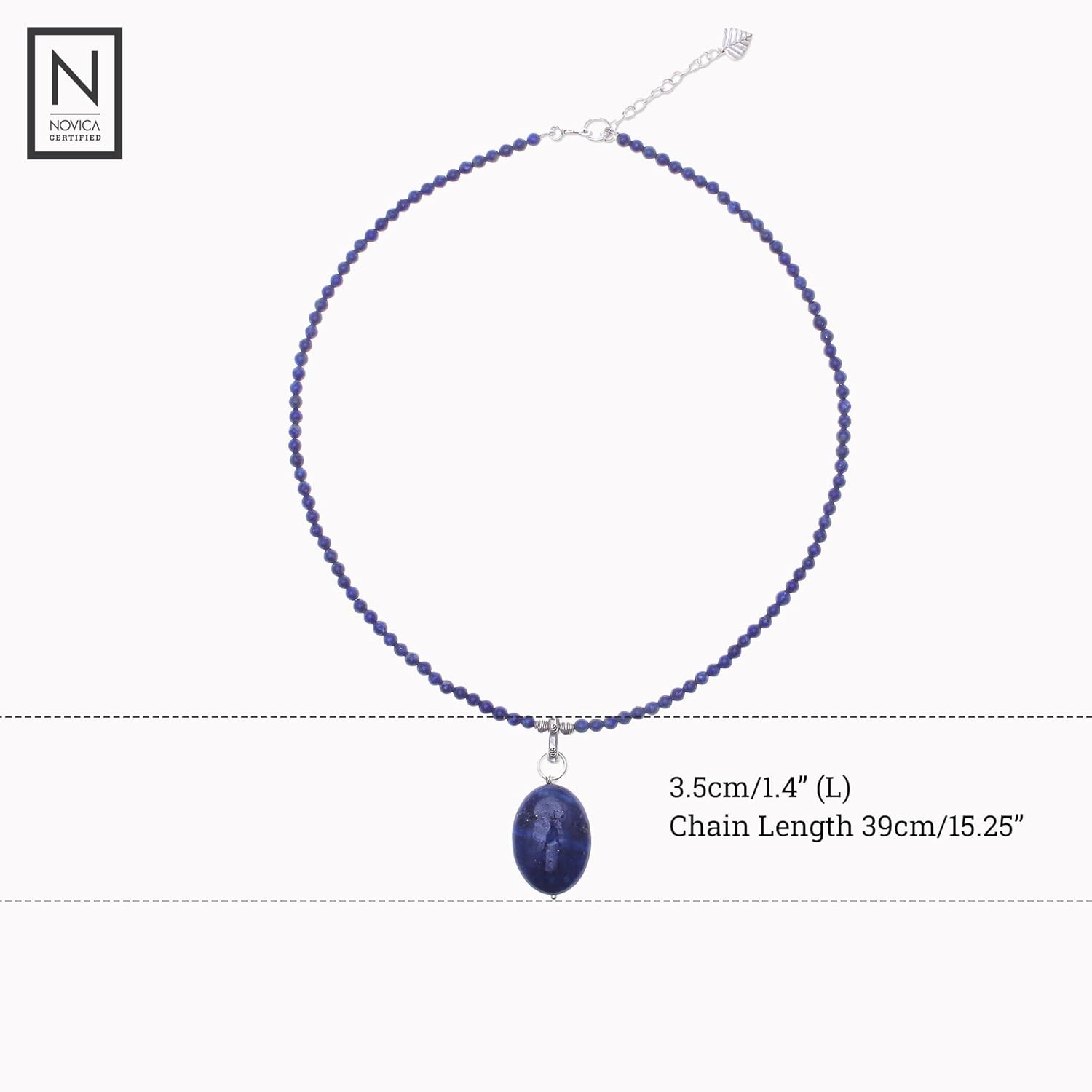 NOVICA Artisan Handcrafted Lapis Lazuli Pendant Necklace | Handmade Crystal Pendant Necklace | Adjustable .925 Sterling Silver Necklace | Artisan Necklace Pendant | Blue Lady Themed Necklace Thailand - Image 6