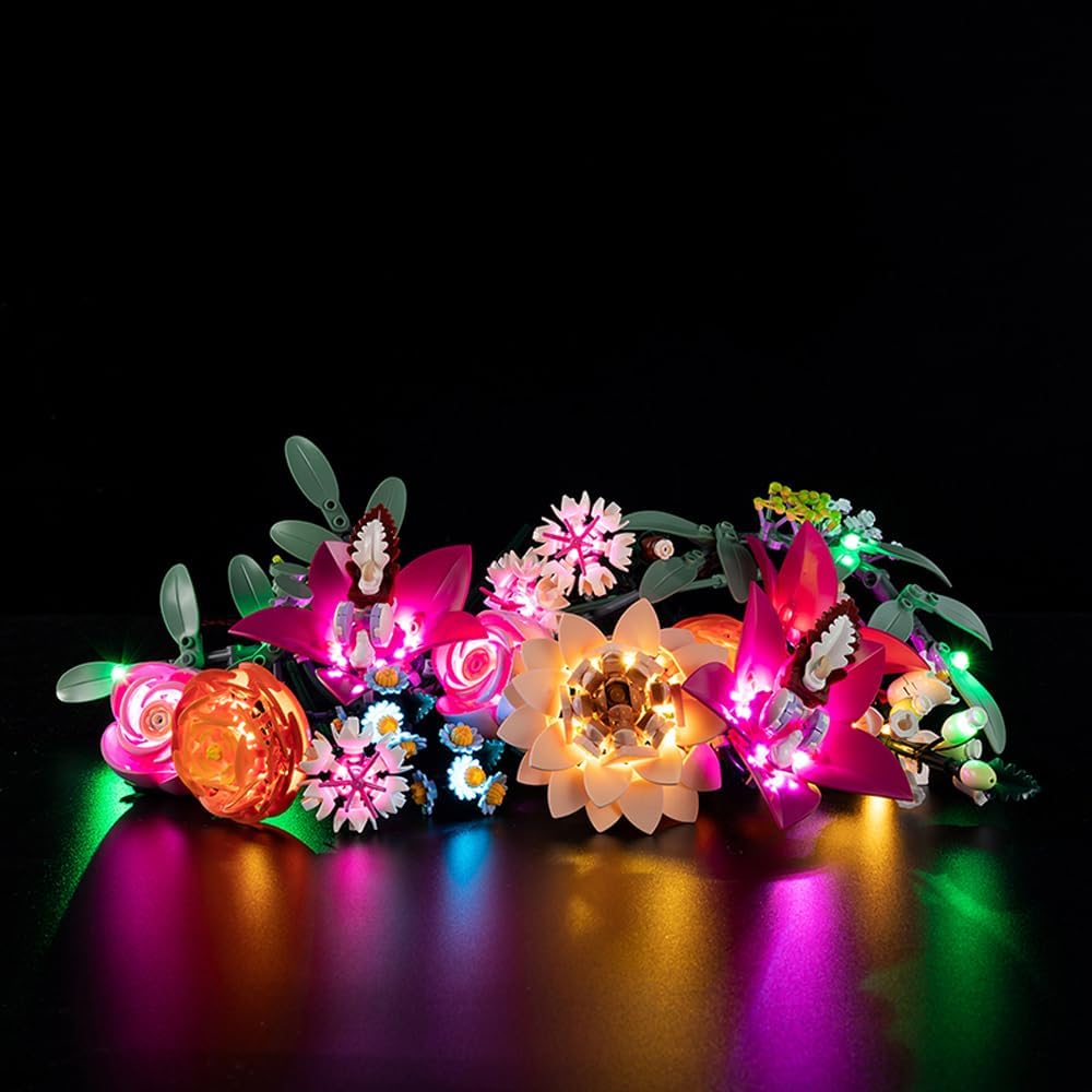 T-Club LED Light Kit for(Pretty Pink-Flower Bouquet), Lighting Kit Compatible with Lego 10342 (Only Led Light, Building Block Model not Included)