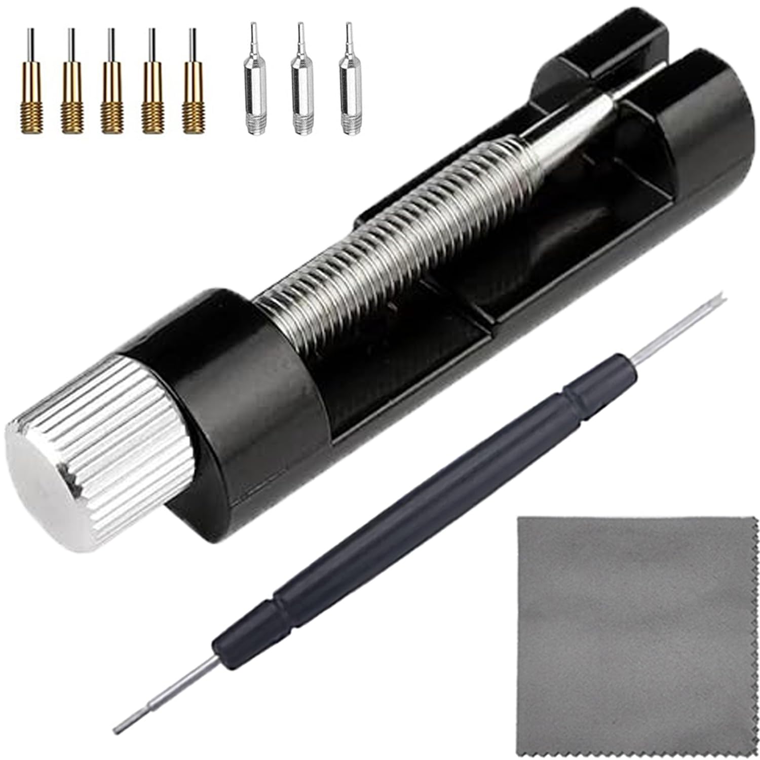 TICFROG Watch Link Removal Kit, Tools to Adjust and Remove Wristwatch Bracelets, Pin Remover for Sizing Strap, Watch Band Adjustment Tool Kit with Extra Replacement (Black)