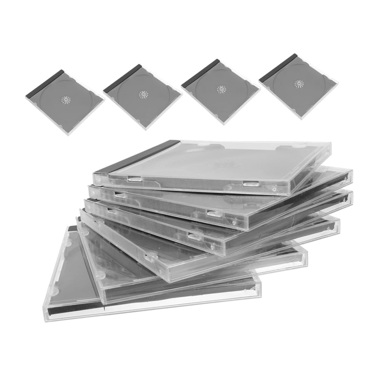 CD Protezione Plastica Dvd Custodie 10 in Trasparente per Pezzi Vassoio Nero Versatile Contenitori Salvaspazio Dischi per Uffici e Scuole