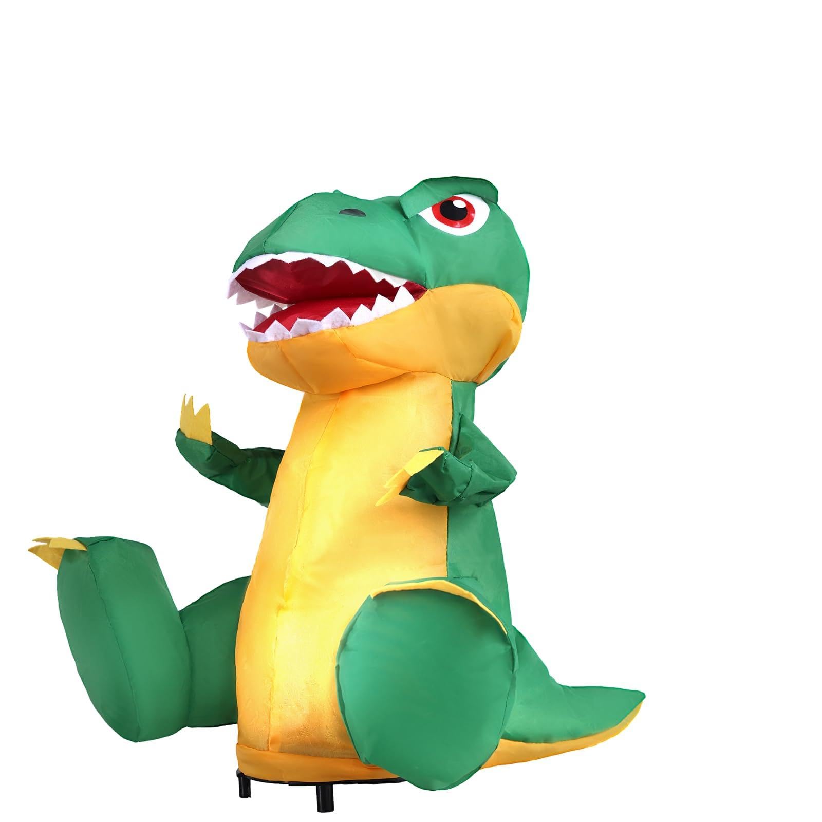 higoya Inflatables Green Dinosaur with LED Lights, Mini Gift Inflatable Decoration for Kids, Desktop Indoor Inflation Decoration for Home Room Holiday Party