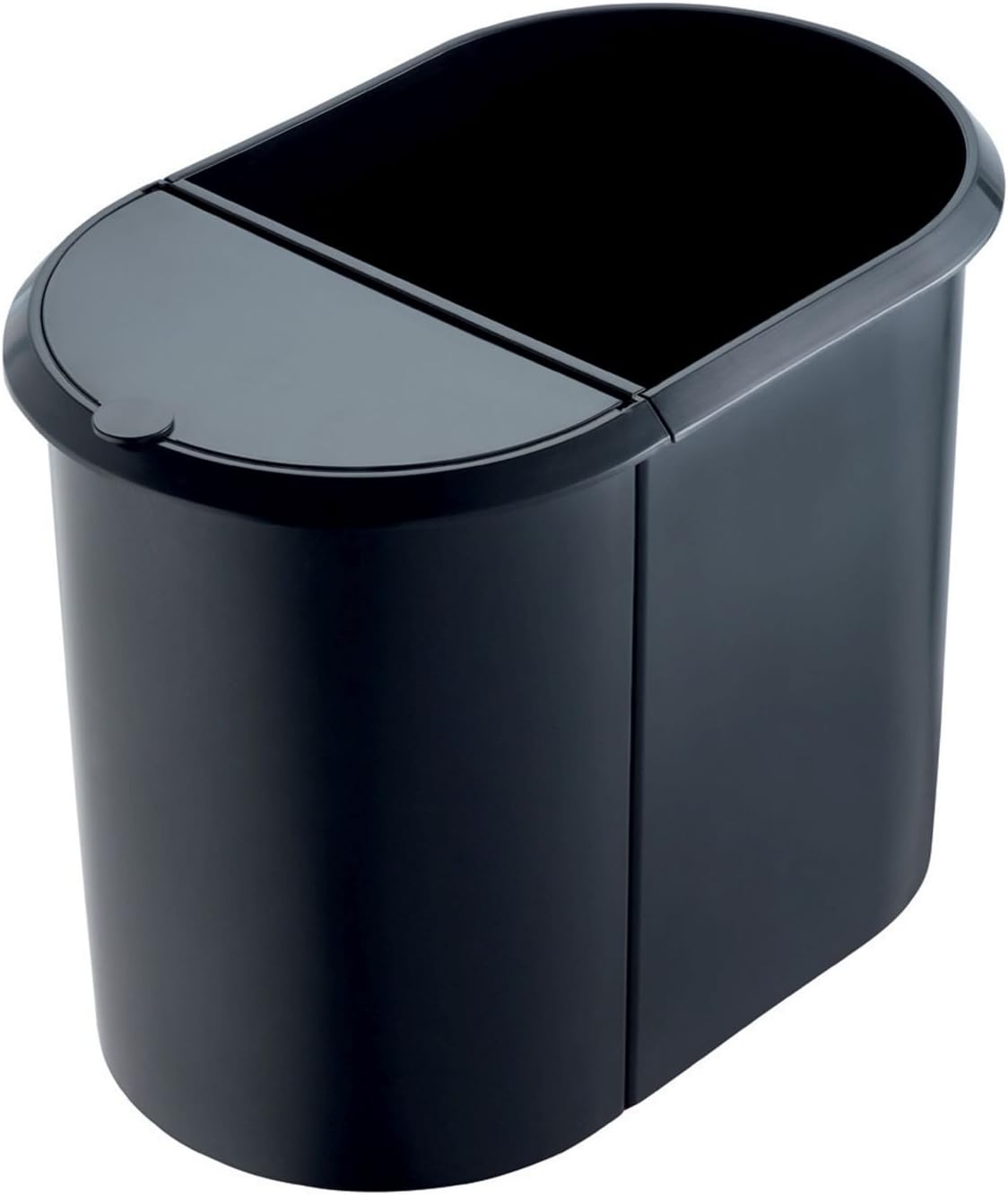 helit H6103995 Duo System Waste Paper Basket Oval Grip Edge – Black