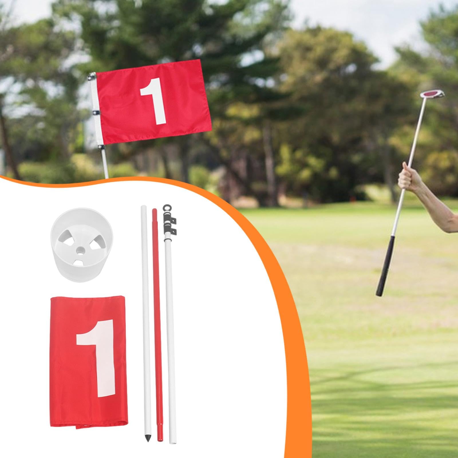 Bandera de Golf con Diseño de 3 Secciones Y Copa de Hoyo, Desmontable para Entrenamiento de Putt, Club, Césped, Patio Al Aire Libre.