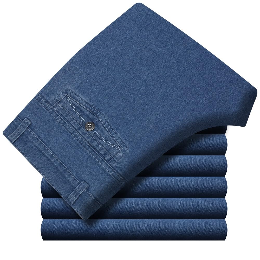 Jeans da Uomo Strappati, Pantaloni di Jeans da Uomo Pantaloni Distruzione Foro Dritto Jeans Distressed Pantaloni Denim Skinny Slim Nero Estivi Jeans da Lavoro Jeans Leggeri Originale Jeans Plus Size