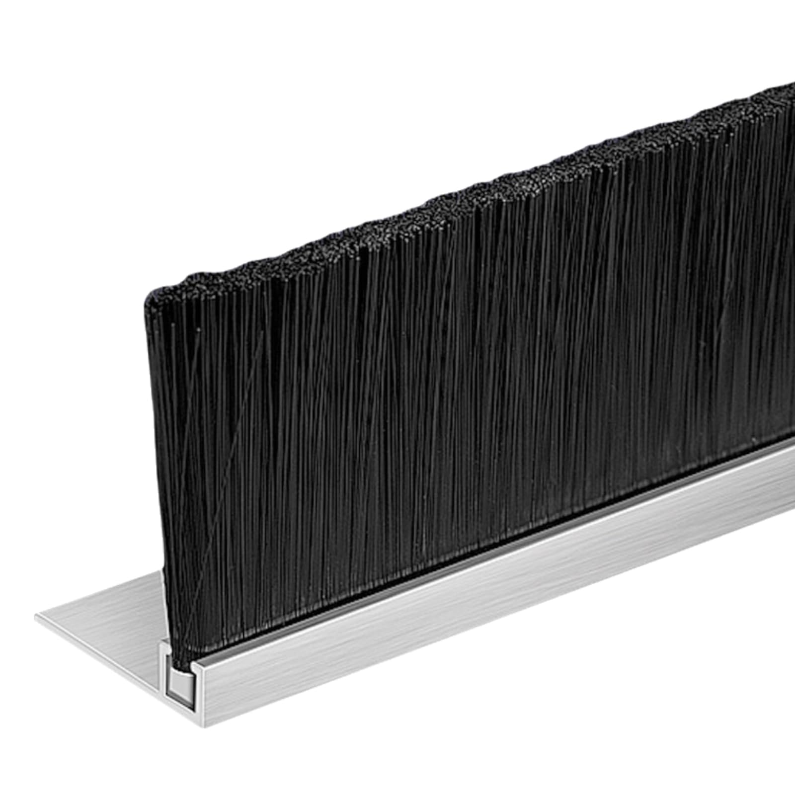 Door Brush Seal Strip, Aluminum Alloy Door Bottom Brush Strip Draught Excluder Silver 10-200mm(Silver-f Type,60mm)