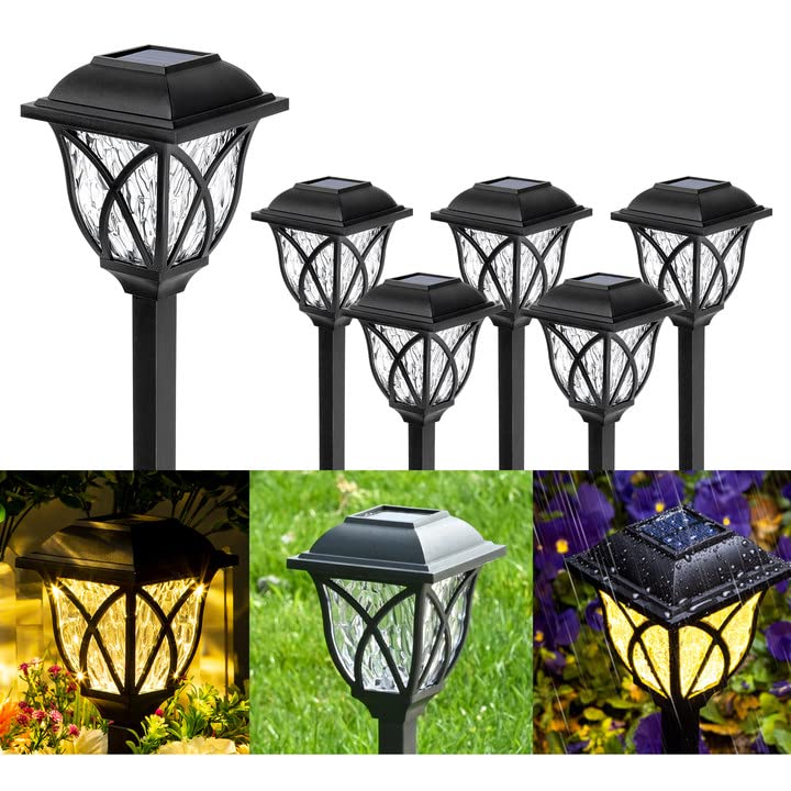 SOLPEX Luci solari da terra, confezione da 12 luci solari per esterni, impermeabili, 8 LED, ad energia solare, illuminazione paesaggistica, per