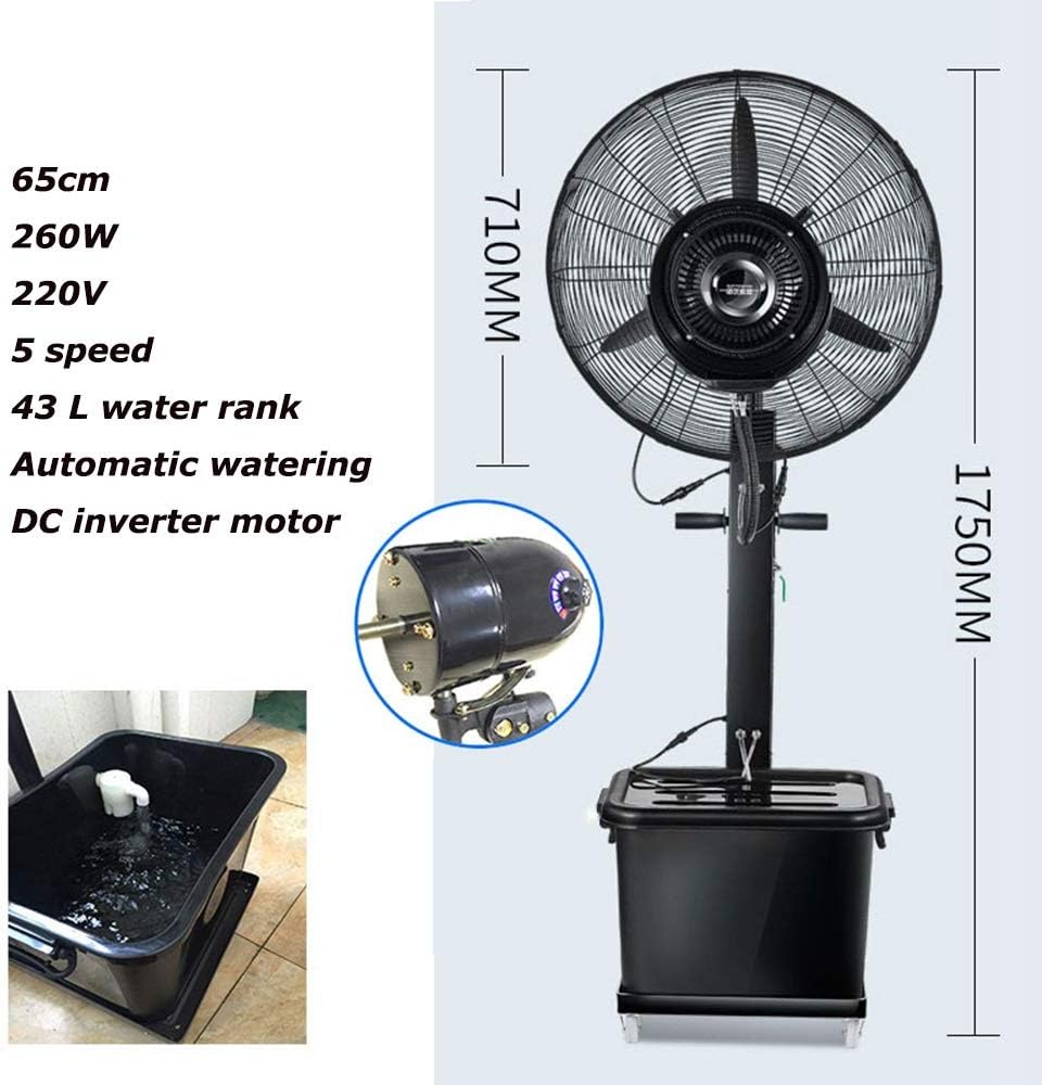 Cooling Fan Pedestal Fans Industrial Fan, Oscillating Misting Fan, With Leakage Protection Device,5 Speed ,Automatic Watering Suitable for Outdoor, Factory, Shopping Mall 260W,350W Oscillation Functio (71cm )