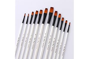 Zhu Ting Pearl White 12-piece Flat Head Paintbrush Set for Artists