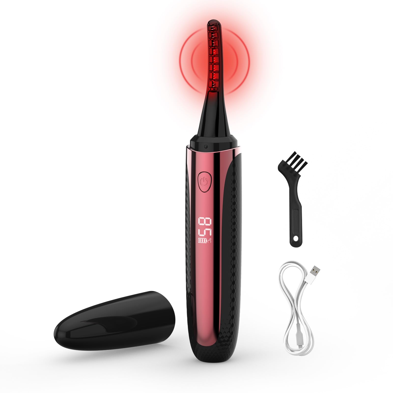 Rizador Pestañas Calentado, Recargable Rizador de Pestañas Eléctrico con 4 Modes Temperatura & Pantalla LED 5 Mins Auto-Apagado Se Adapta Todas Las Formas Ojos, Rizador-de-Pestañas-Electrico
