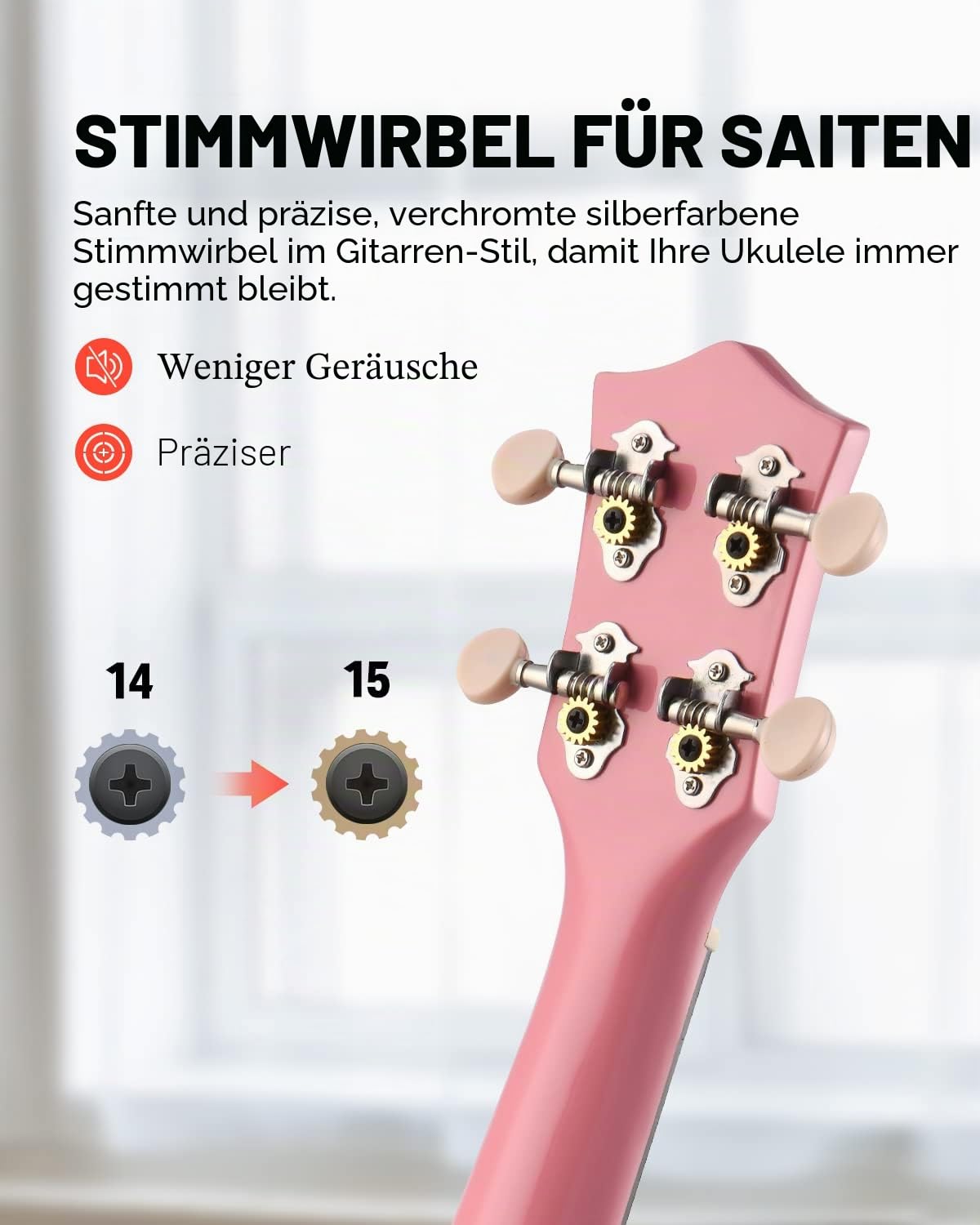 Donner Ukulele für Kinder Anfänger Sopran Ukulele Kit 21 Zoll Pink mit Nylon Saiten Hawaii Gitarre