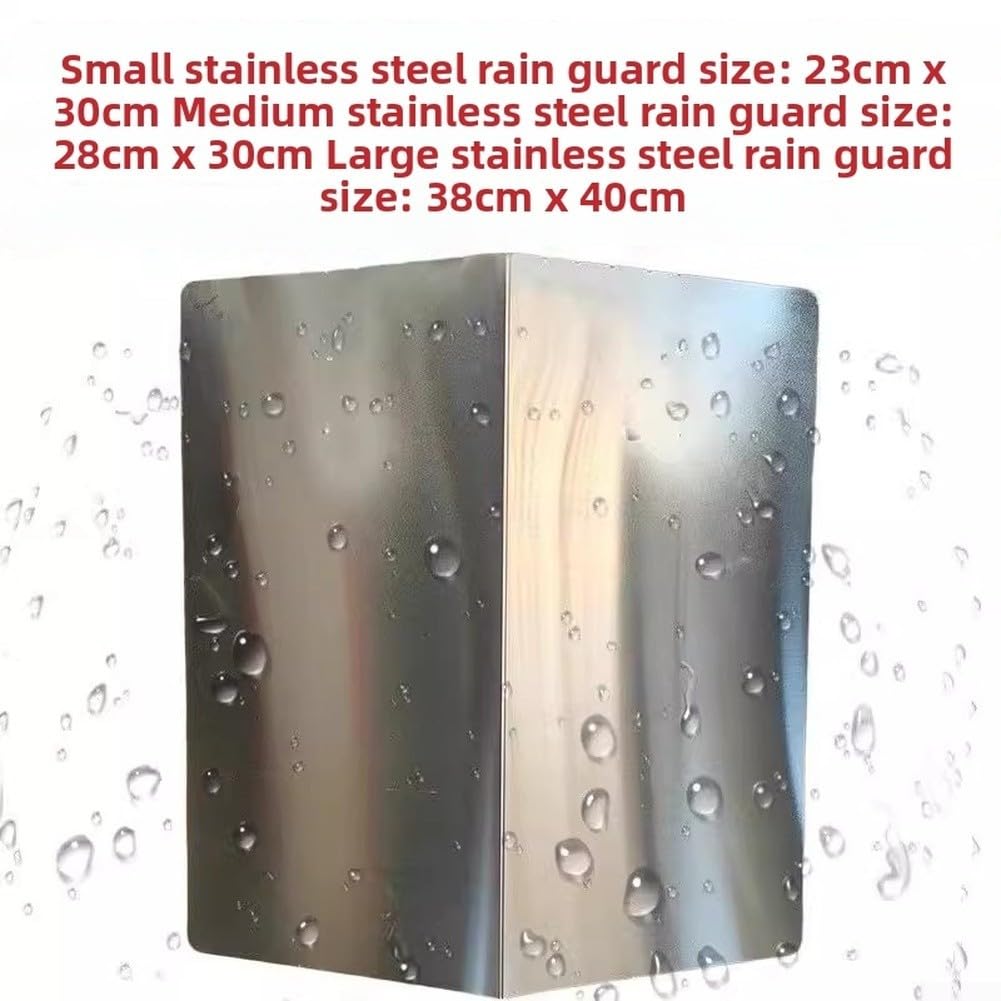Cubierta de lluvia de cámara de acero inoxidable impermeable al aire libre para seguridad CCTV Observación Lente Plata 40x38cm Grande (L)