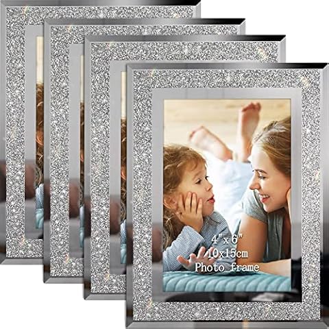 FWEEK 4 Pack 6x4 Inches Glass Photo Frames Cover