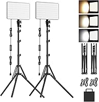 Anautin 2-Pack 15W LED Video Light Kit 1700Lux Bicolor 2500-8500K Dimmable Photography Lights with Tripod for TikTok YouTube Streaming Podcast