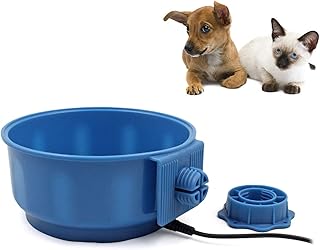 PETLESO Pet Heating Bowl, USB Portable Pet Crate Heating Water Bowl for Small Dog, Cat, Bird. Blue, 600ML(20.5OZ)
