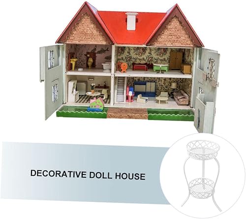 Miniatura 8 de Toyvian 1 unidad de casa de muñecas Estante de flores de hierro mini plantas soporte de metal mini planta soportes micro paisaje decoración miniture