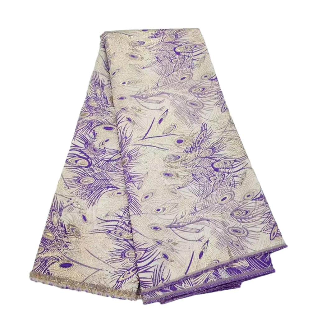 Tissu De Brocart Africain Bleu Jacquard Damassé Matériel Nigérian Dorure Dentelle Tissu Brocart Tissu 5Yard