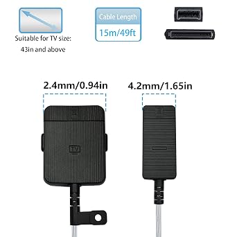 VG-SOCR15/ZA 15m One Invisible Connect Cable Compatible with Samsung QN43''-85'' The Frame TV LS03F LS03R LS03A LS03B LS03D QN65Q90RAFXZA QN43LS03RAFXZA QN65LS03DAFXZA QN75LS03AAFXZA
