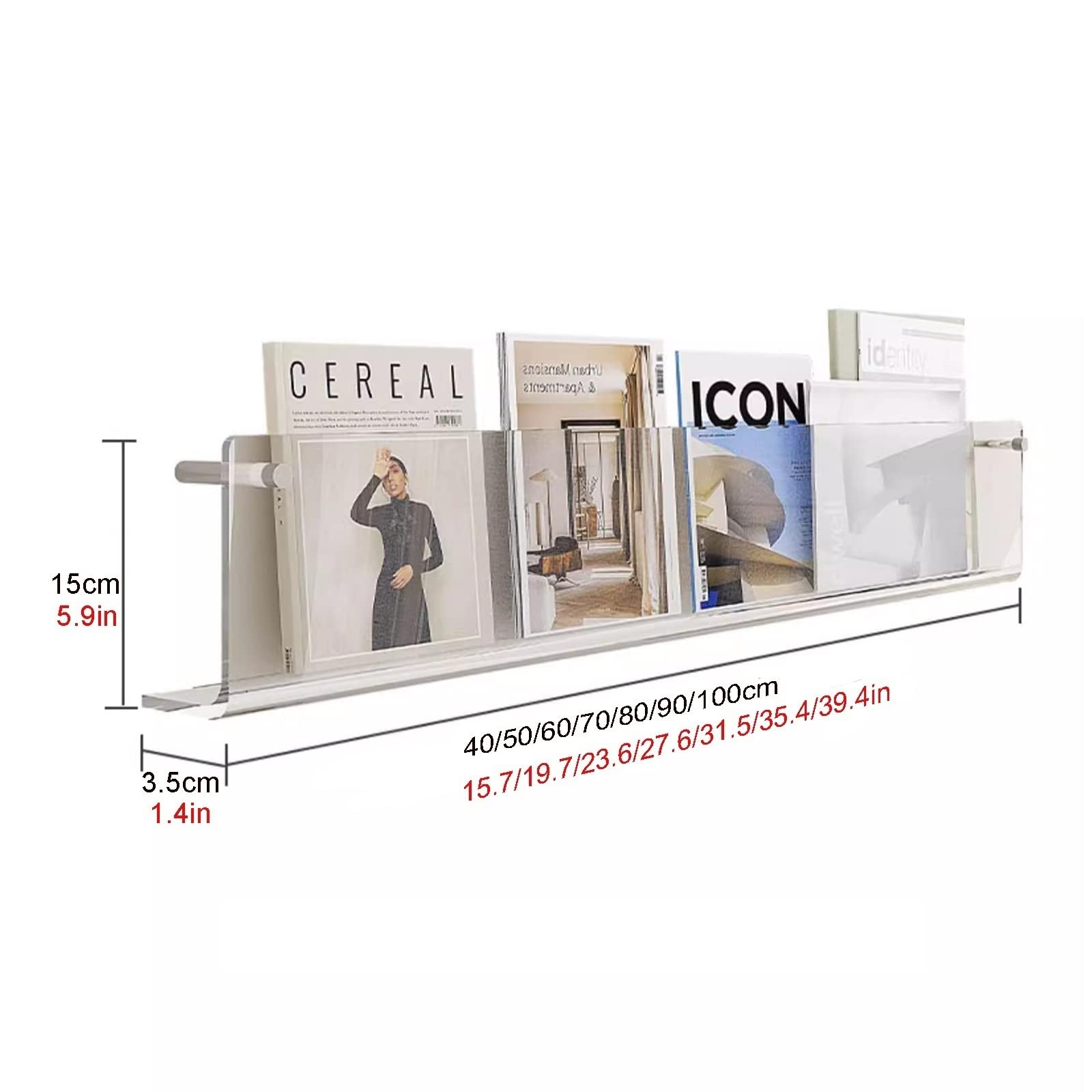 Porte-revues, Porte-revues, 2 pièces, Porte-revues en Acrylique Transparent pour Bureau à Domicile, Porte-revues Mural, bibliothèque, Support de Rangement pour Salon, Chambre d'enfant, Magasin, écol