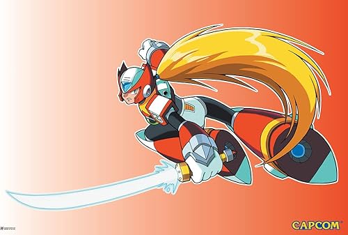 Póster de Mega Man Zero Jump Video Game Video Gamer Classic Retro Vintage 90s Gaming MegaMan Capcom Legacy Collection Megaman 11 Mega Man X Dr Wily
