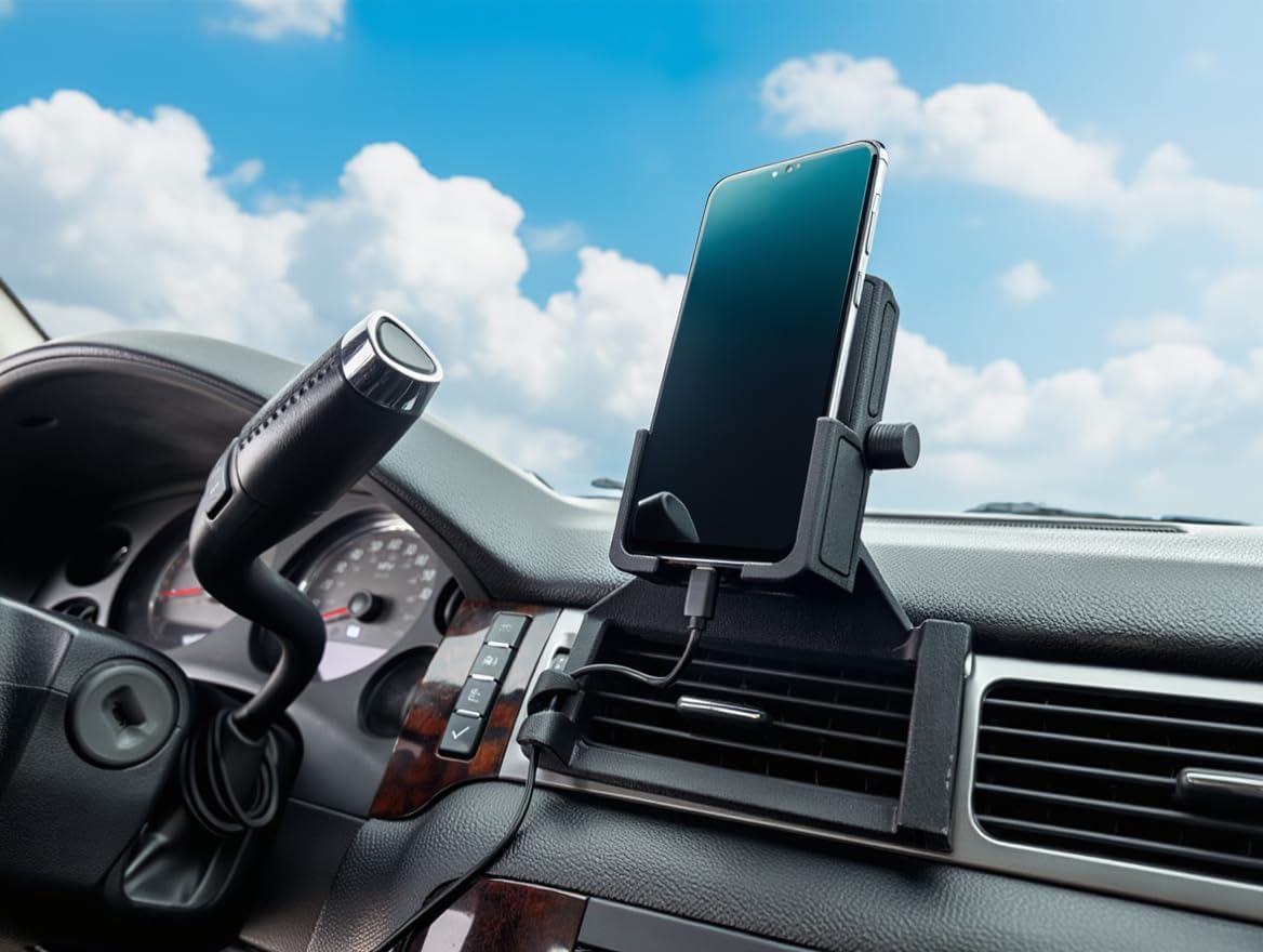 Phone Holder for Chevy Avalanche, Silverado 1500/2500 / 3500, Suburban, Tahoe, GMC Sierra 1500/2500 / 3500, Yukon. 2007-2014, Custom Mount for Chevrolet Truck, SUV