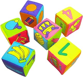 Toyvian 6 Pçs Blocos Da Criança Chocalho Blocos De Construção Do Bebê Blocos De Cubo Caixa De Brinquedos Blocos De Pilha