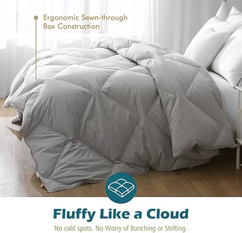 Miniatura 5 de Edredón de plumón de plumas grises orgánicas tamaño King edredón ergonómico de plumas de ganso para todas las estaciones relleno de edredón de felpa