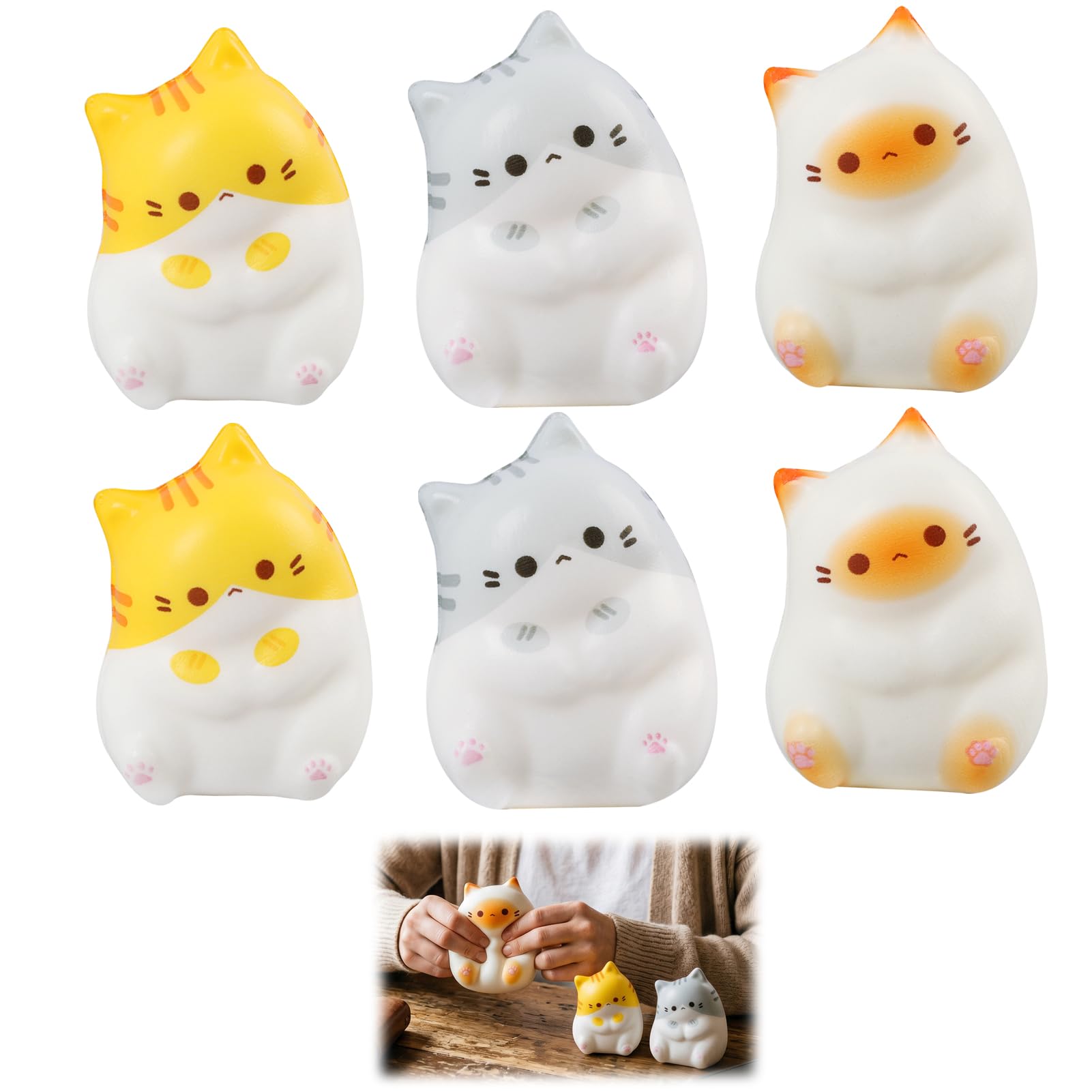 2 Jouets Squishy Chat Et Chien – Anti-stress Kawaii En Silicone – Cadeau Pour Enfants Et Adultes