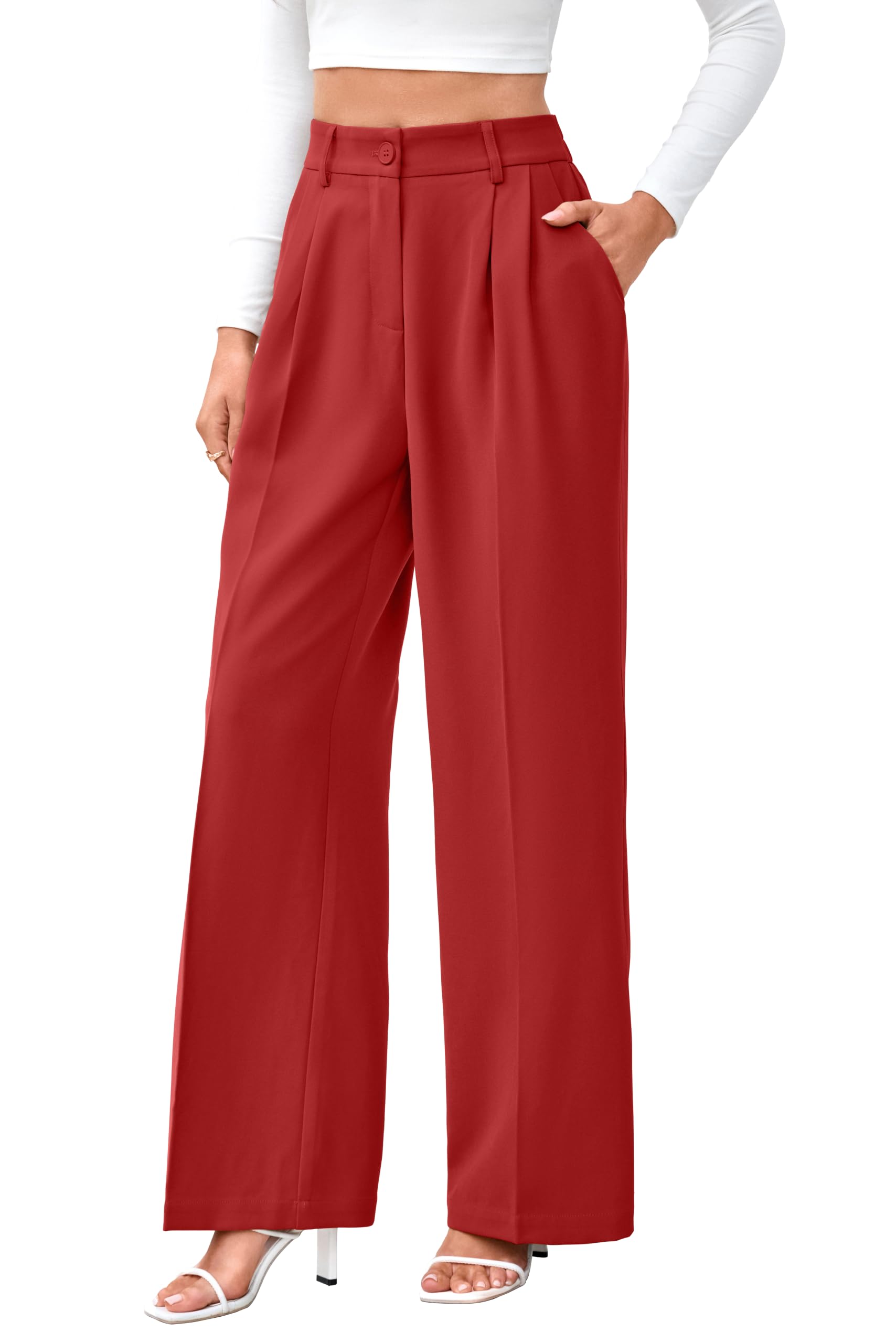 FUNYYZO Wide Leg Dress Pants for Women Work Slacks Business Casual Outfits