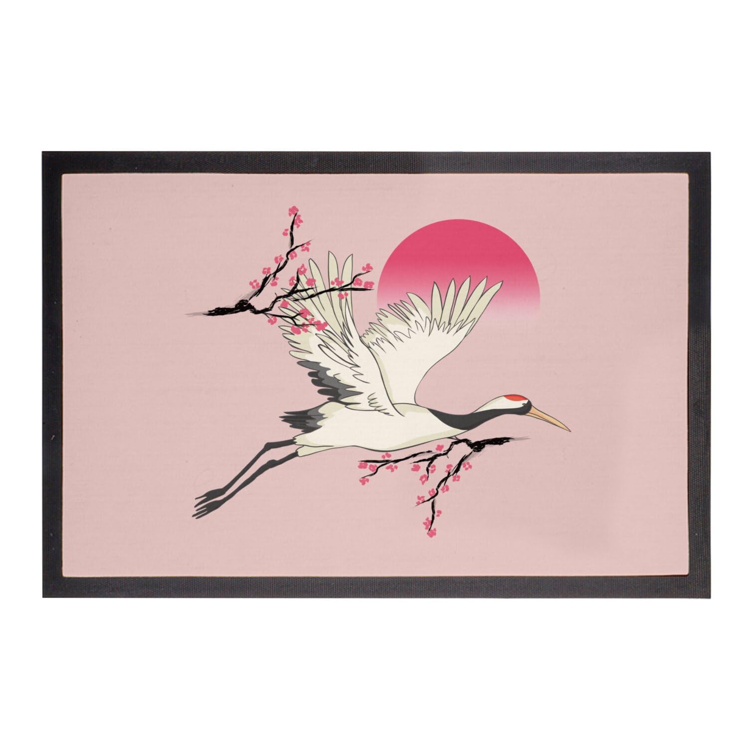 Paillasson rose grue du japon 60x40cm pour protéger et embellir votre entrée