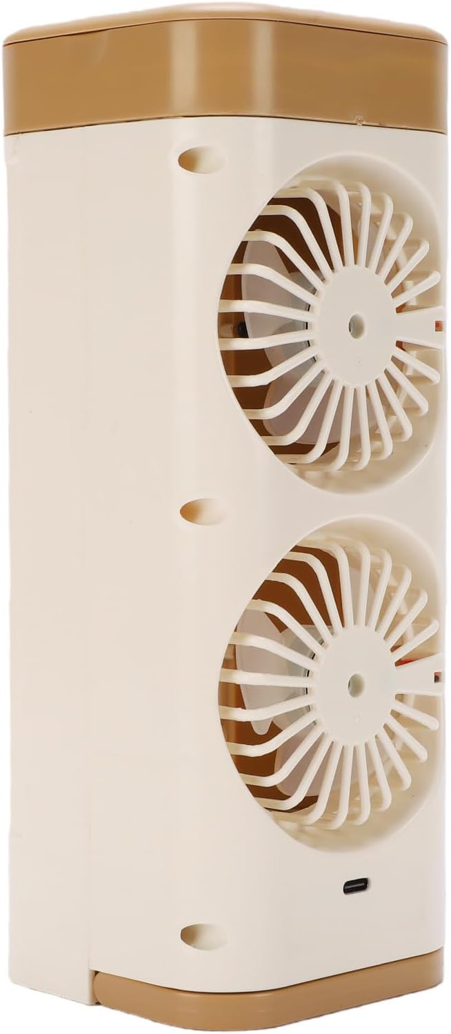 Fockety Portable Air Conditioner Fan, Mini Evaporative Air Cooler with 3 Wind Speeds and Cooling Mist, 2400mAh Built in Battery Type C Charging, for Desk Dorm Room Office