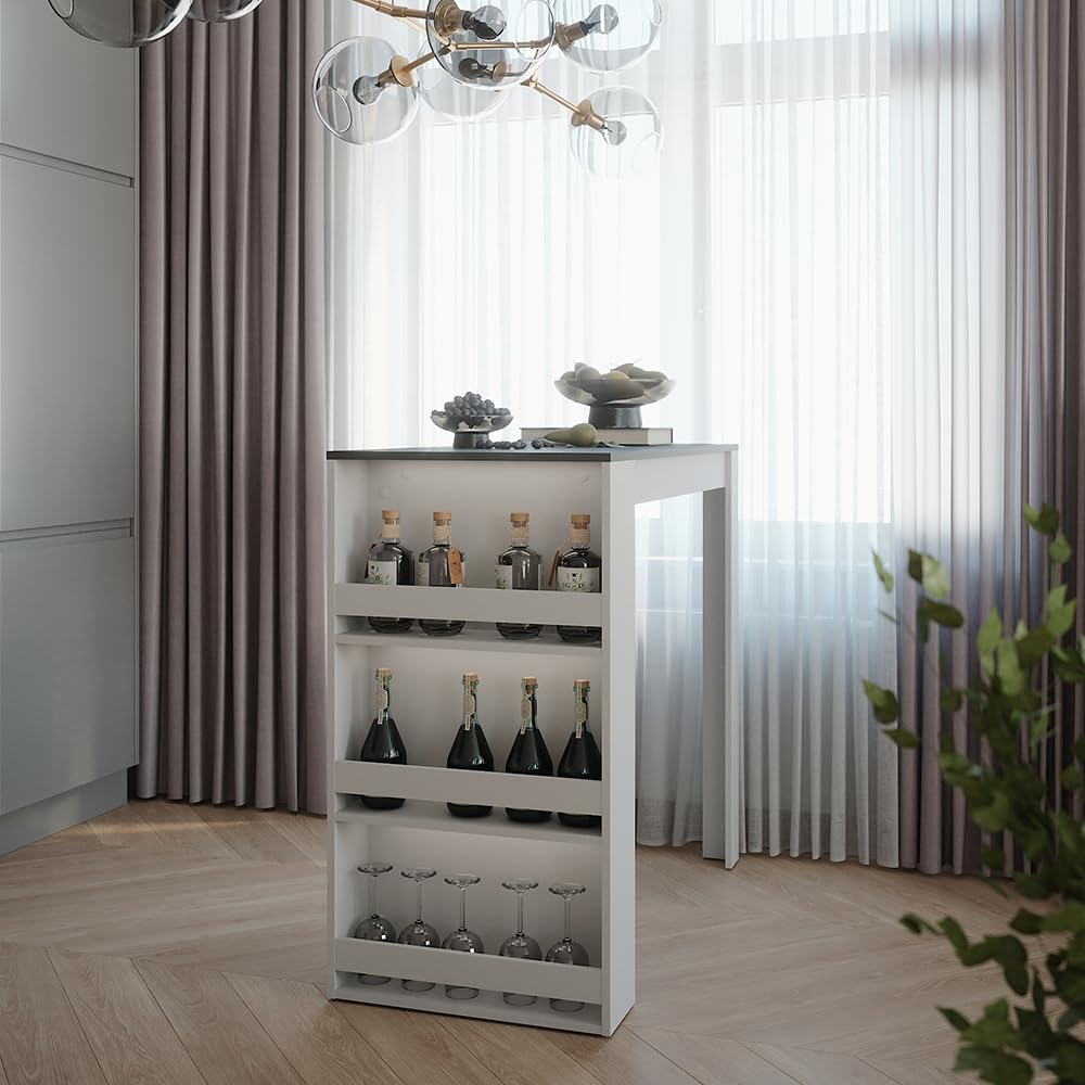 Vicco Tavolo da bar Repose, Bianco/antracite, 57 x 117 cm, utilizzabile come tavolo alto per cucina o zona pranzo
