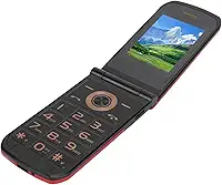ASHATA Telefone Flip 2G, Telefone Celular Com Botões Grandes para Idosos, Tela Interna de 2,4 Polegadas, Tela Externa de 1,44 Polegadas, SOS de Transmissão de Voz de 4800mAh, Com 0,13 (Vermelha)