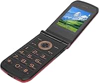 ASHATA Telefone Flip 2G, Telefone Celular Com Botões Grandes para Idosos, Tela Interna de 2,4 Polegadas, Tela Externa de 1,44 Polegadas, SOS de Transmissão de Voz de 4800mAh, Com 0,13 (Vermelha)