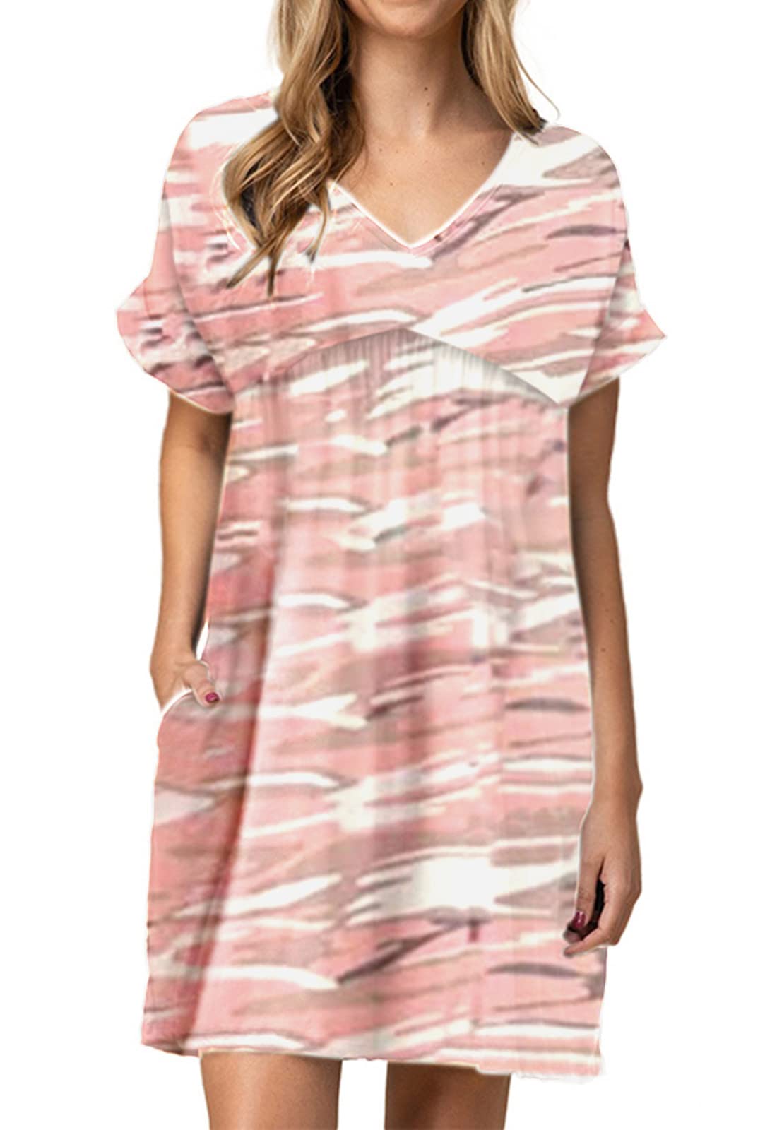 Jayscreate Women's Baby Doll Summer Casual T Shirt Flowy Short Sleeve Dress