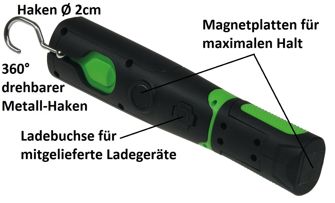 Lampa prętowa LED z akumulatorowym uchwytem magnetycznym, 3 W, 360 lumenów, IP44, do zastosowania mobilnego, na kemping, do warsztatu, piwnicy, na zewnątrz