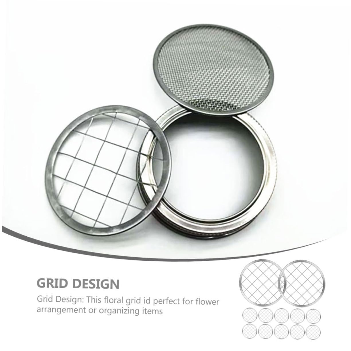 NAMOARLY 12pcs Metal Pen Holder Grid for Mason Jar Floral Vase Grid Wedding Party Accessory