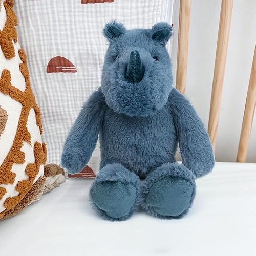 Miniatura 6 de MON AMI Raymond The Rhino - Animal de peluche azul de 10 pulgadas, peluche de alta calidad, suave y tierno, gran regalo para recién nacidos, niños,