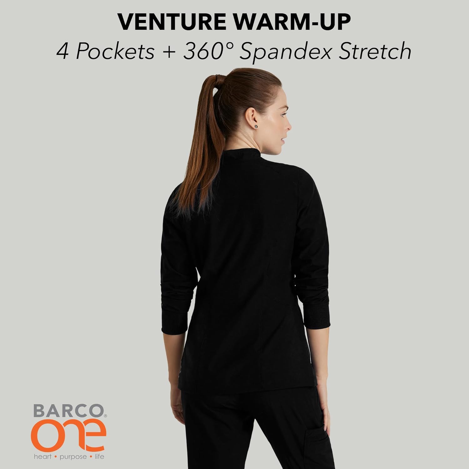 BARCO One Venture Scrub Jacket for Women - Zip Front Closure, 4 Pockets, 4-Way Stretch Women's Medical Warm-Up Jacket - Image 2