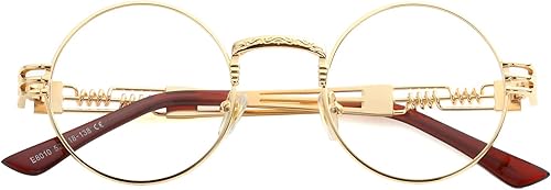 Miniatura 5 de Kursan Gafas de sol redondas para mujeres y hombres, gafas hippie retro con marco de metal, gafas de sol con protección UV 400