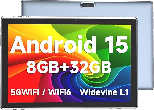 ZZB 10 inch Tablet Android 15 Tablet PC, 10.1" Android Tablets DDR4 8GB RAM 32GB ROM 2MP+8MP Dual Camera 5G WiFi-6 BT Support 1TB Expand 10 in IPS 6000mAh Battery Powerful Performance Tablets Blue