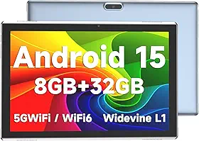 ZZB Tablet de 10 polegadas, Android 15, tablets Android de 10,1 polegadas, DDR4, 8 GB de RAM, 32 GB de ROM, 2 MP + 8 MP, câmera dupla 5G, WiFi-6 BT, suporte 1 TB Expansão de 10 polegadas, IPS 6000 mAh
