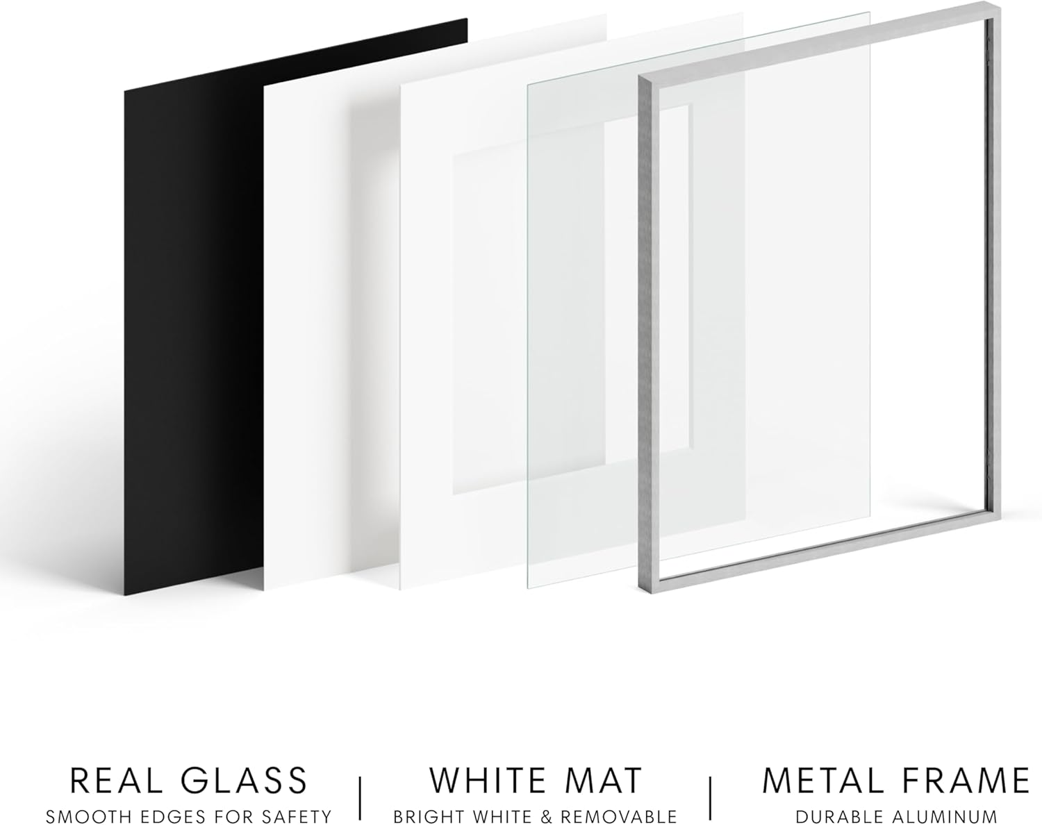 Condition photo showing New/Like New for HAUS AND HUES 20x20 Picture Frame with Real Glass & Silver Premium-Grade Metal Matted to 16x16 - Aluminum 20x20 Frame - Includes Hanging Kit - Ideal for Home, Office (20x20 in, Silver) Silver Metal 20x20 in