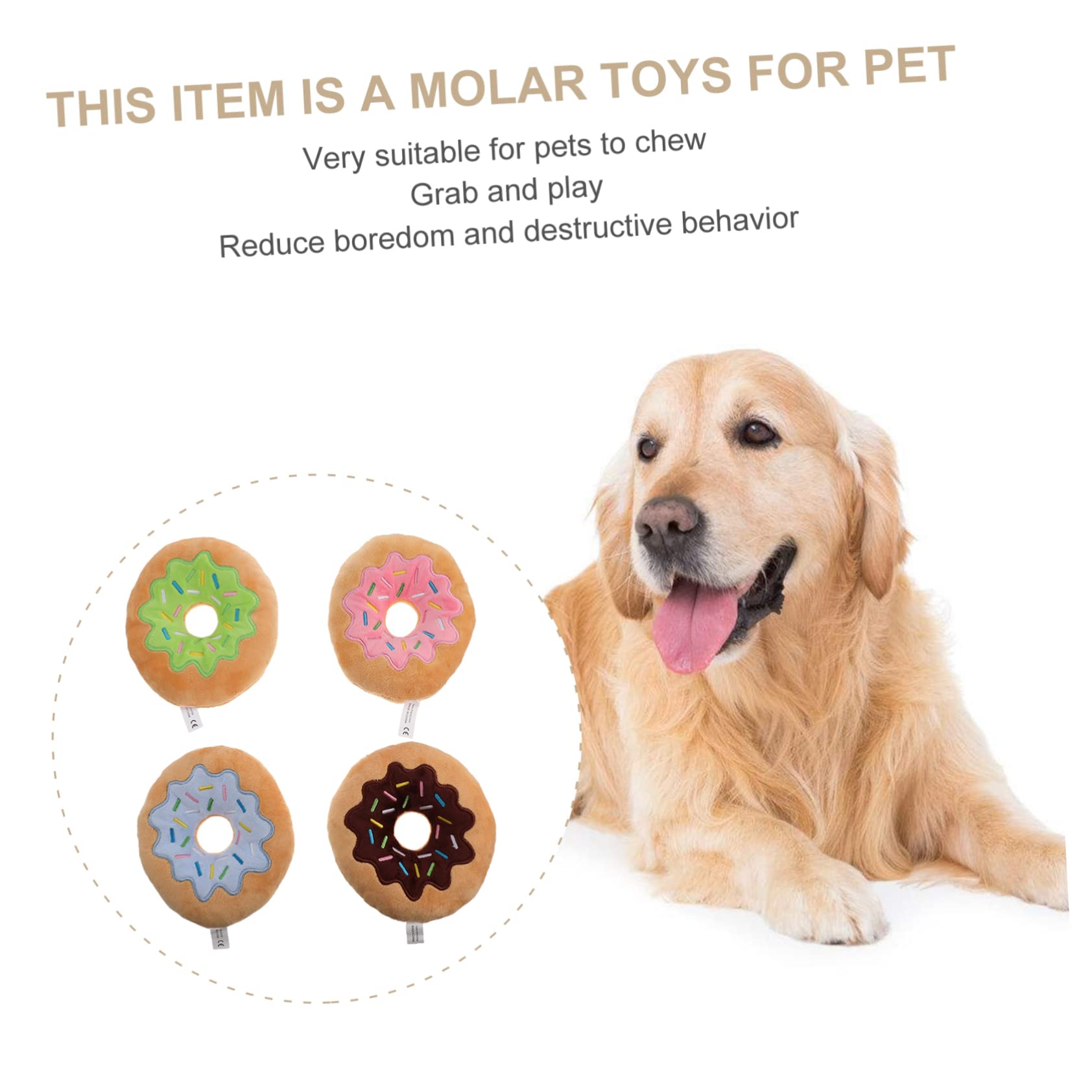 COLLBATH Hundespielzeug Quietschgeräusche Kauspielzeug Niedliche Form Plüschdonuts Interaktives Haustierspielzeug Welpen Große Hunde