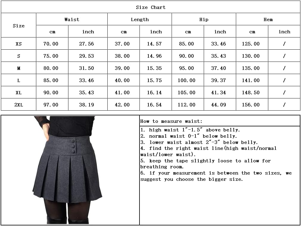 chouyatou Women's Casual Plaid High Waist A-Line Wool Pleated Short Skirt