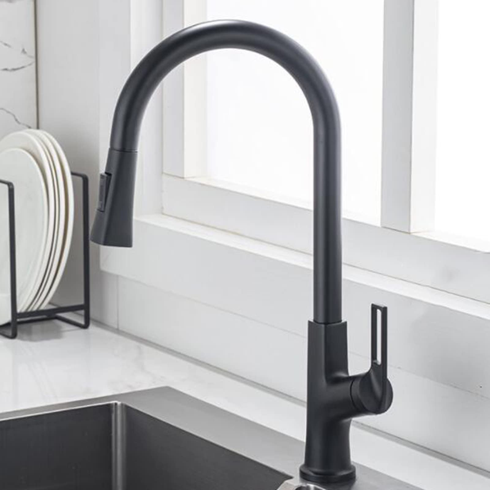 Robinet de cuisine gris télescopique mitigeur évier de cuisine eau chaude eau froide rotatif
